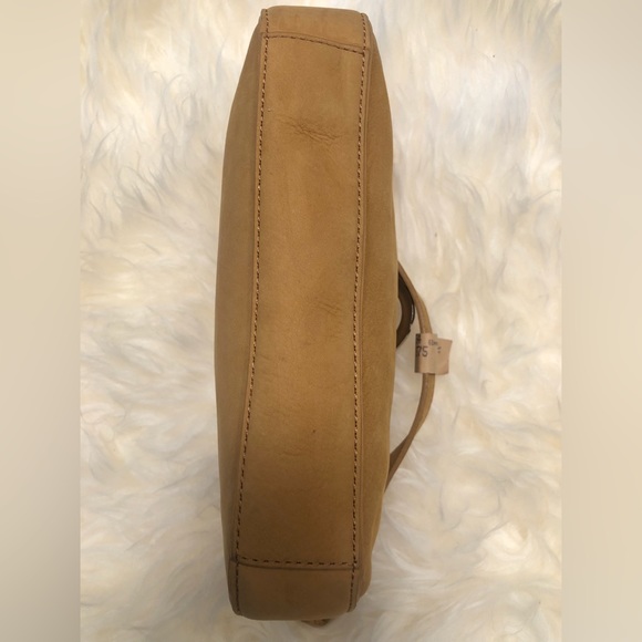 Vintage Suede Y2K Hype Acorn Tan Leather Rhinestone Small Shoulder Bag - Picture 8 of 8